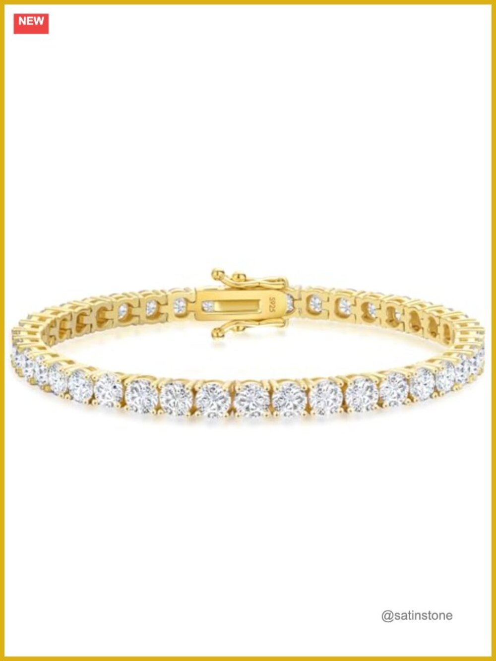 Moissanite Tennis Bracelet Lab-Grown VVS1 4mm 7in Double-Sided Clasp